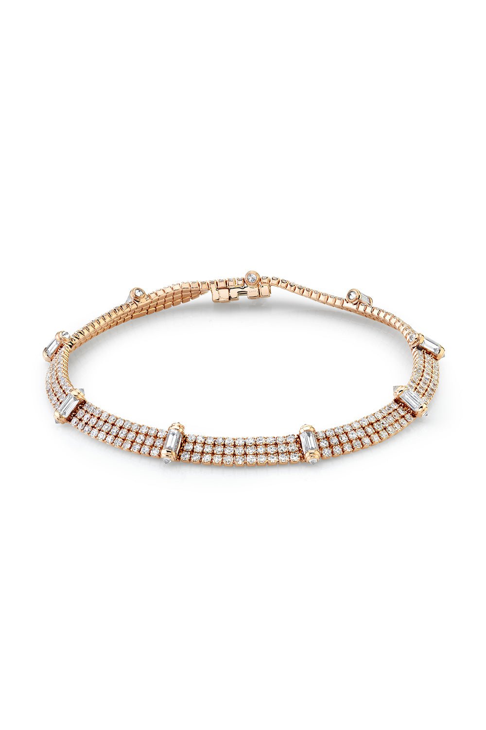 SHAY JEWELRY-DIAMOND TRIPLE THREAD RIPPLE BRACELET-ROSE GOLD