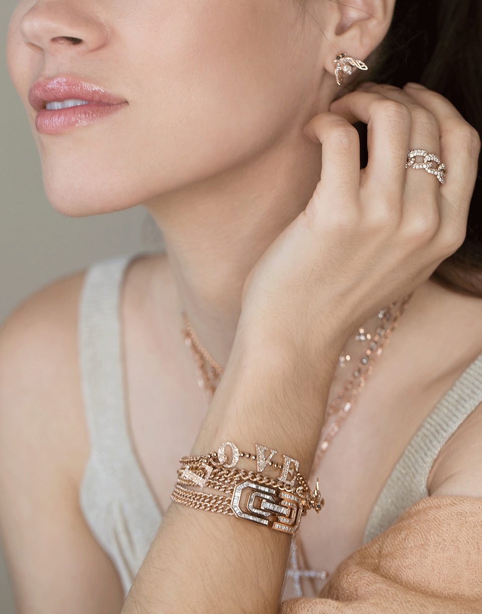 SHAY JEWELRY-Baguette Deco Lock Link Bracelet-ROSE GOLD