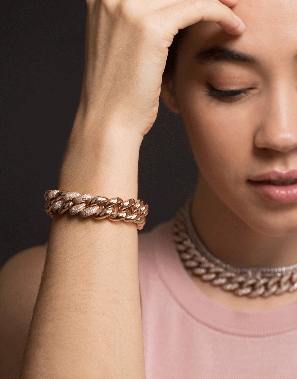 SHAY JEWELRY-Jumbo Triple Pave Link Bracelet-ROSE GOLD