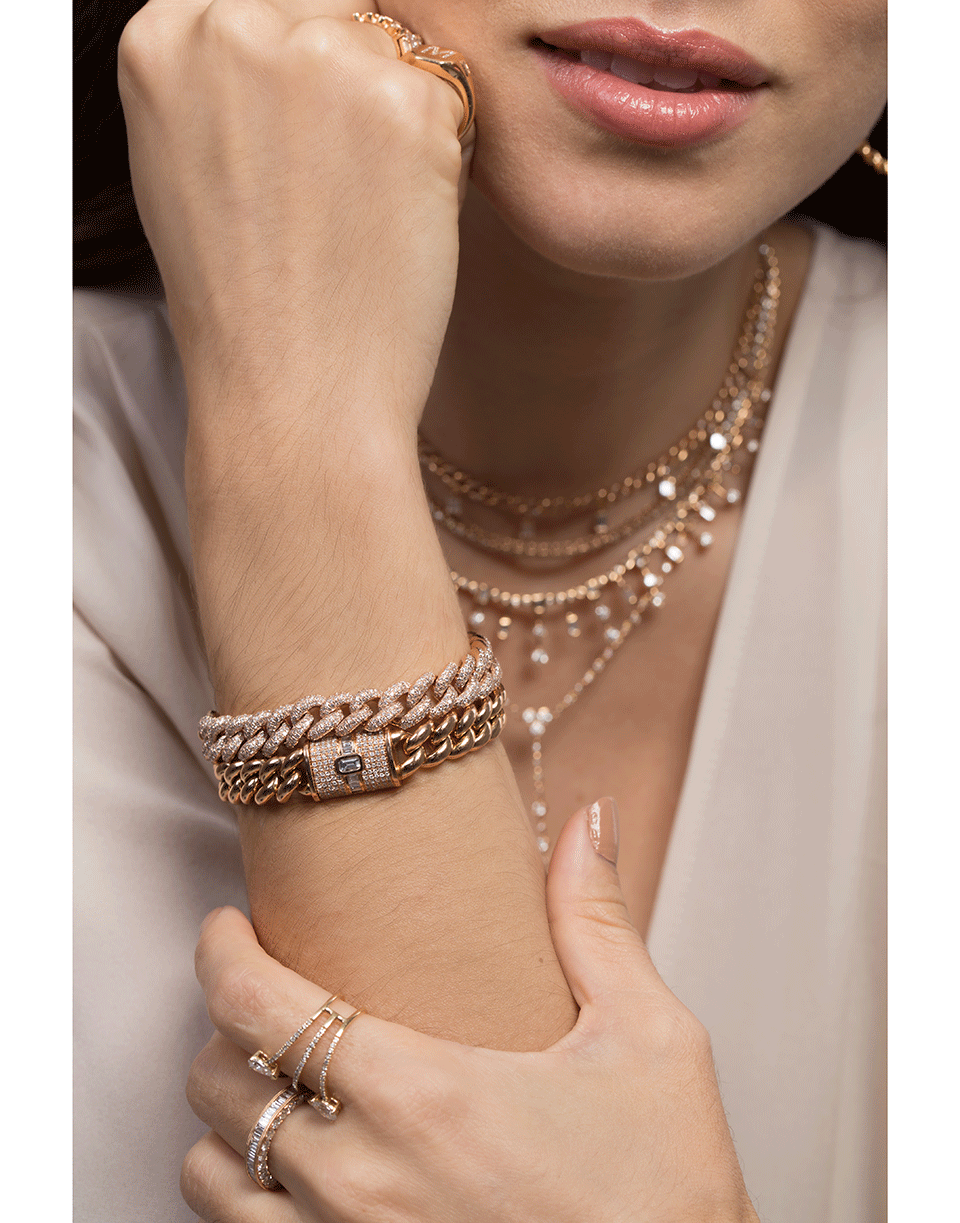 SHAY JEWELRY-Pave Diamond Link Bracelet-ROSE GOLD