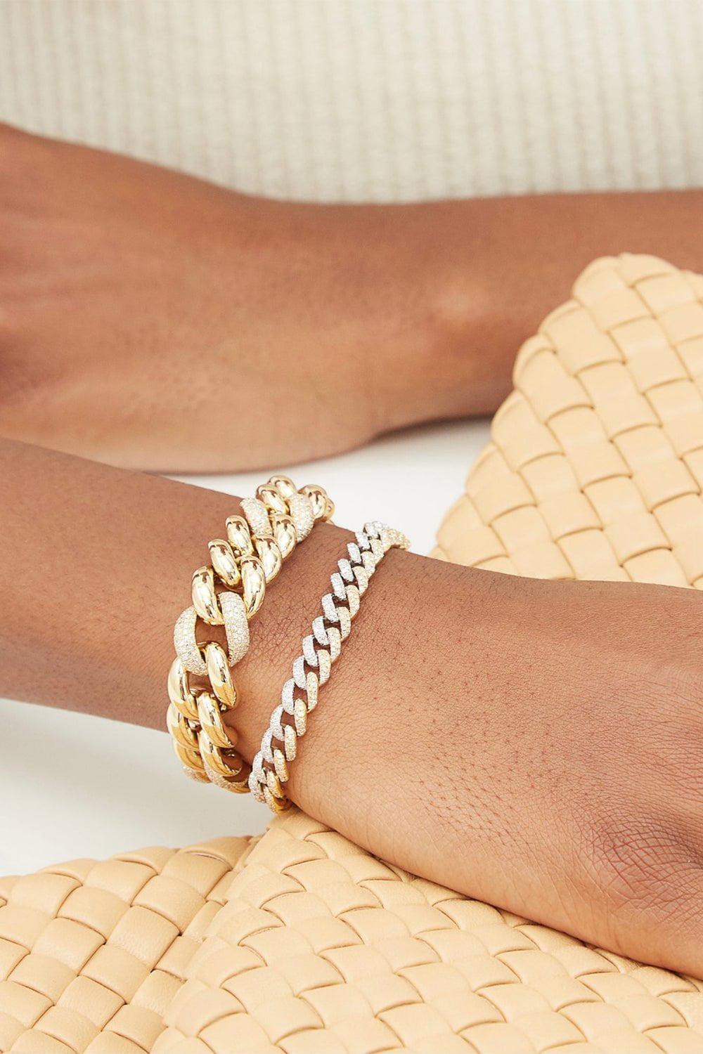 SHAY JEWELRY-2-TONE PAVE DIAMOND MEDIUM LINK BRACELET-WHITE GOLD