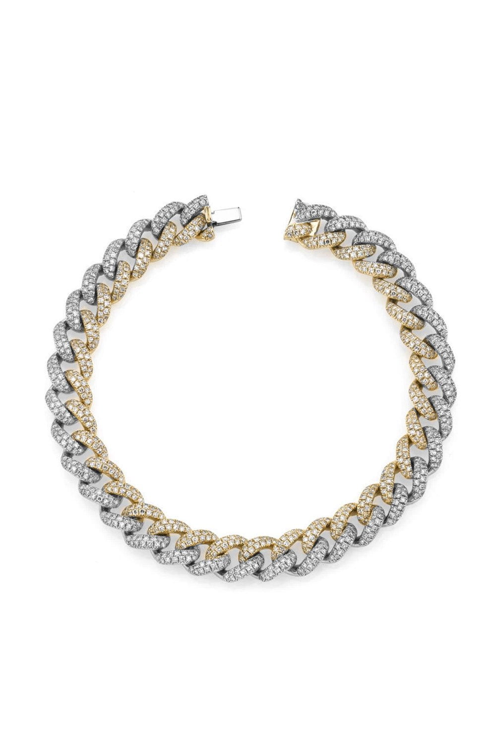 SHAY JEWELRY-2-TONE PAVE DIAMOND MEDIUM LINK BRACELET-WHITE GOLD