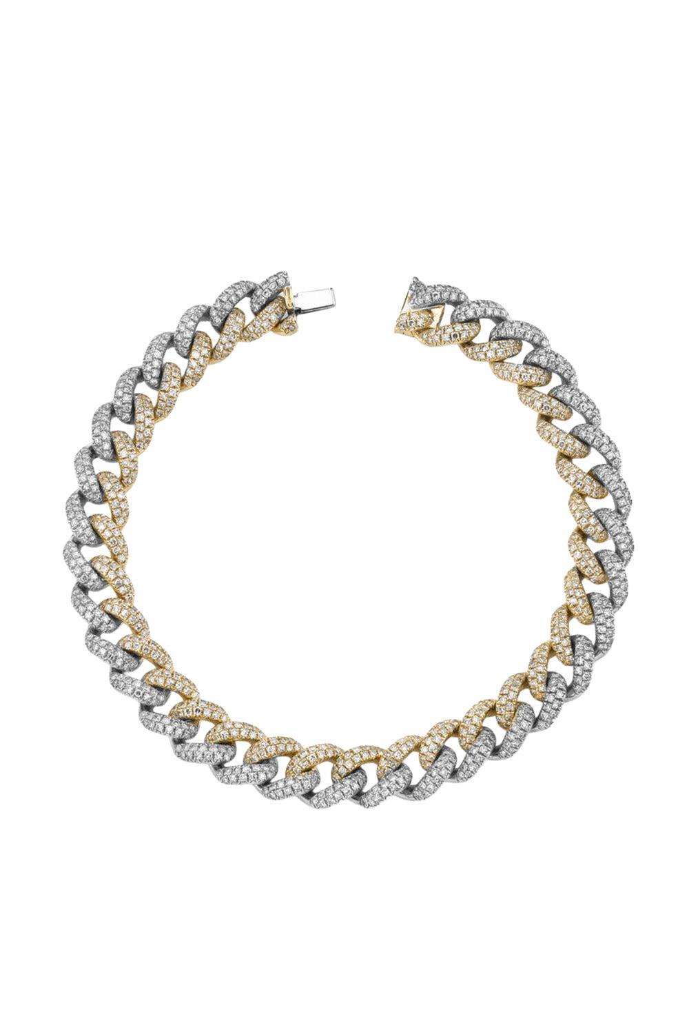 2-TONE PAVE DIAMOND MEDIUM LINK BRACELET-WHITE GOLD-6.5-JEWELRYFINE JEWELBRACELET O-SHAY JEWELRY