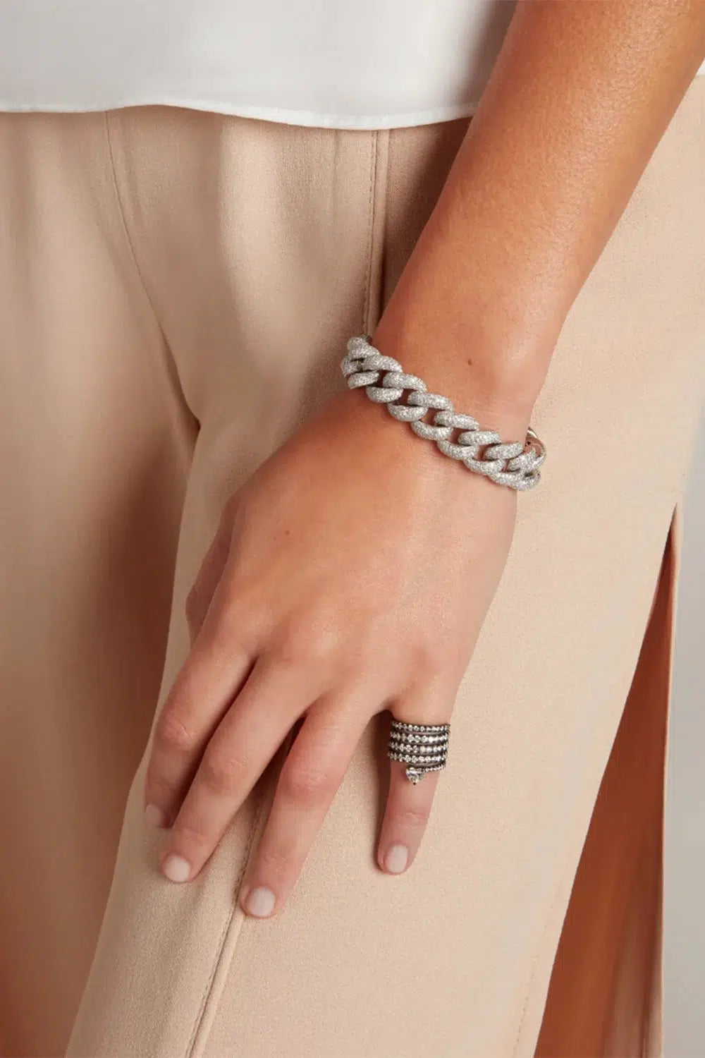 SHAY JEWELRY-Jumbo Pave Diamond Link Bracelet-WHITE GOLD