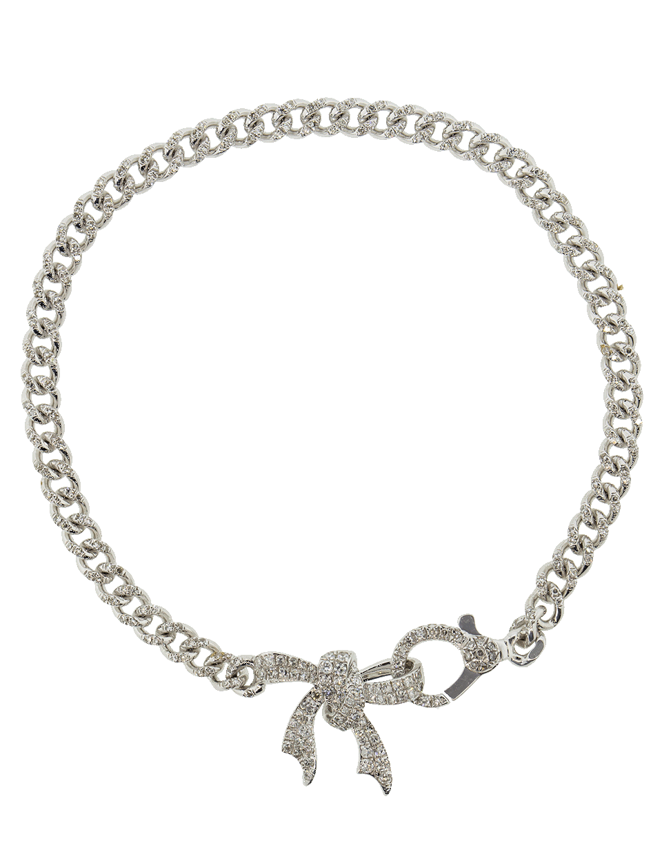 SHAY JEWELRY-Pave Bow Lock Baby Link Bracelet-WHITE GOLD