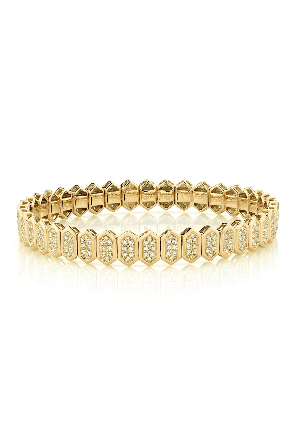 SHAY JEWELRY-Diamond Elongated Hexagon Stretch Bracelet-YELLOW GOLD