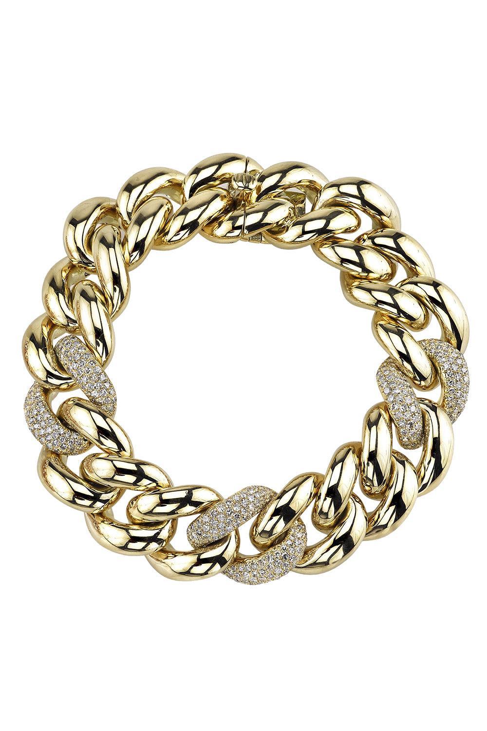 Diamond Triple Pave Jumbo Link Bracelet-YELLOW GOLD-JEWELRYFINE JEWELBRACELET O-SHAY JEWELRY