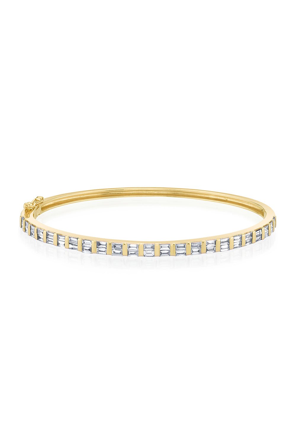 SHAY JEWELRY-HALF ESSENTIAL BAGUETTE DIAMOND BANGLE BRACELET-YELLOW GOLD