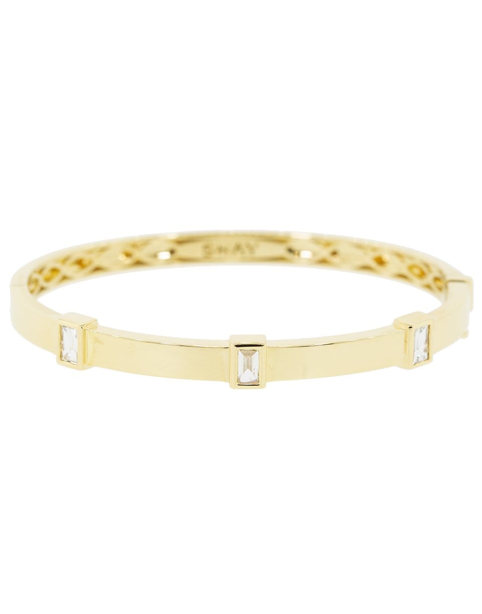 SHAY JEWELRY-Triple Bezel Baguette Diamond Bangle-YELLOW GOLD
