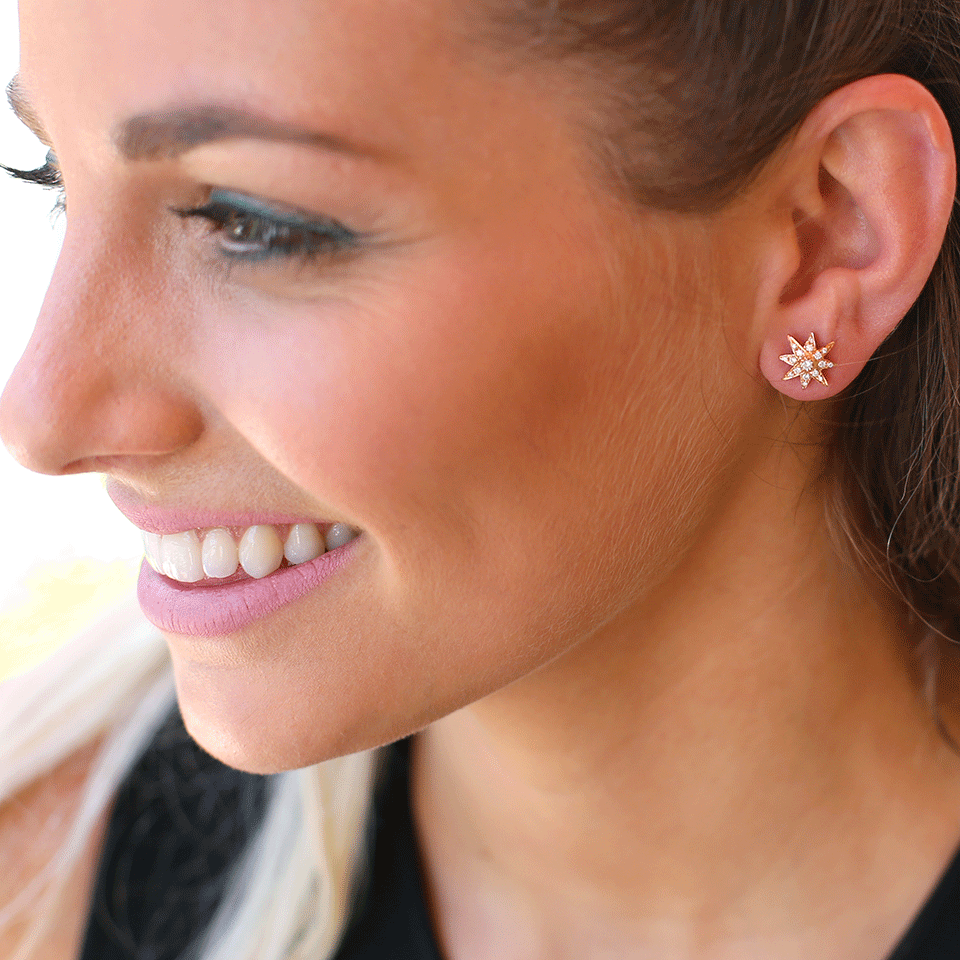 SHAY JEWELRY-Mini Starburst Diamond Studs-ROSE GOLD
