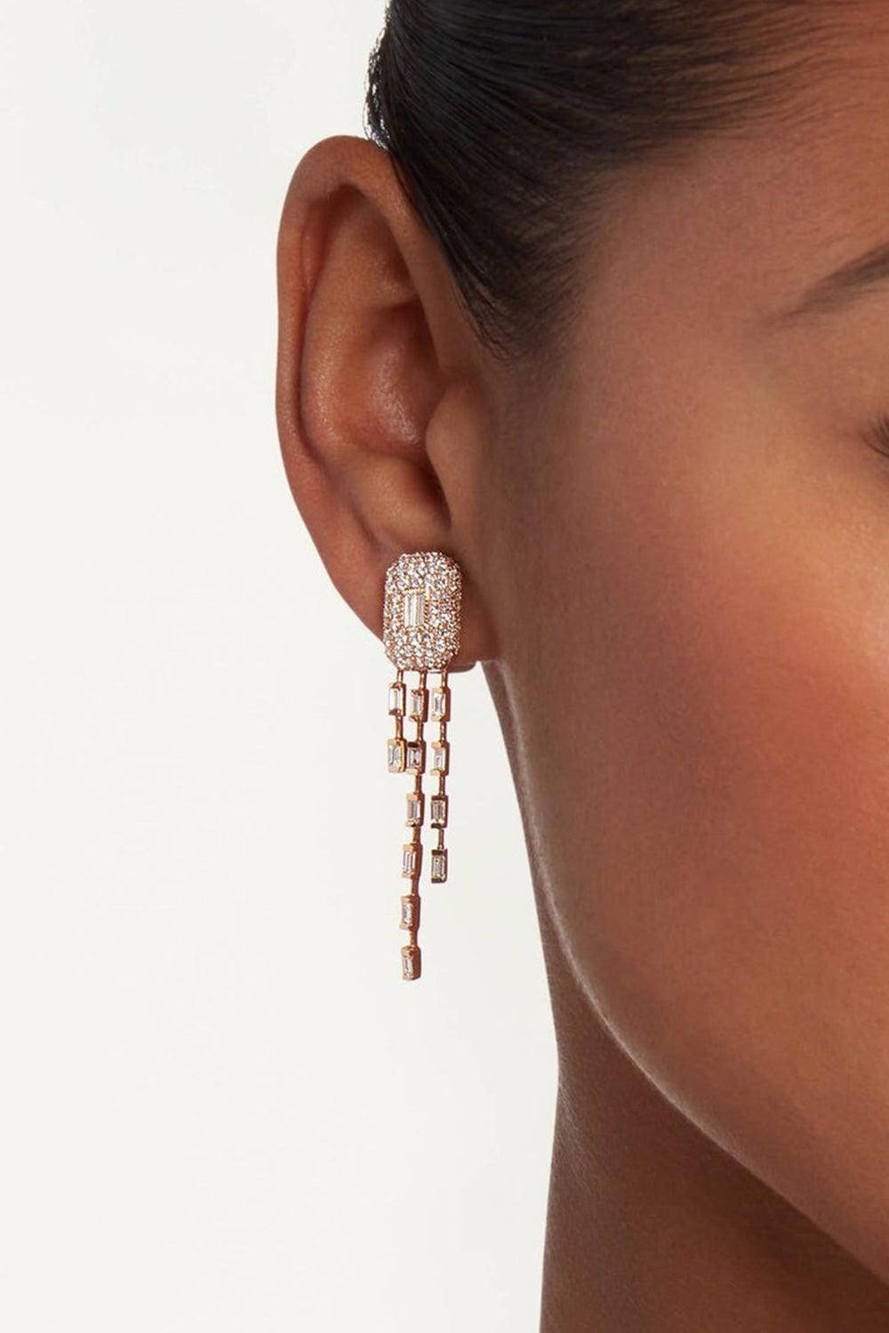 SHAY JEWELRY-Waterfall Baguette Drop Earrings-ROSE GOLD