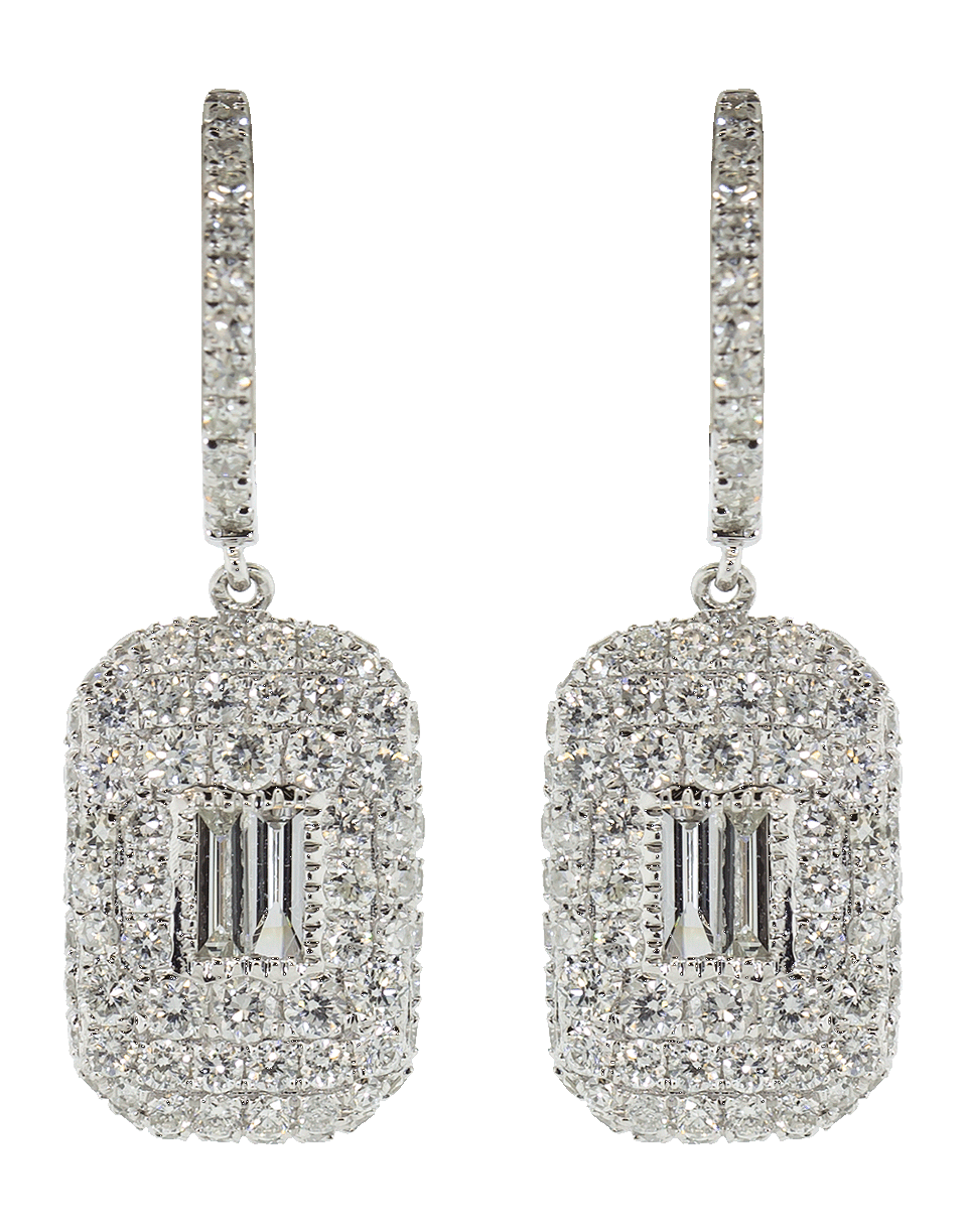 SHAY JEWELRY-Pave Baguette Drop Earrings-WHITE GOLD