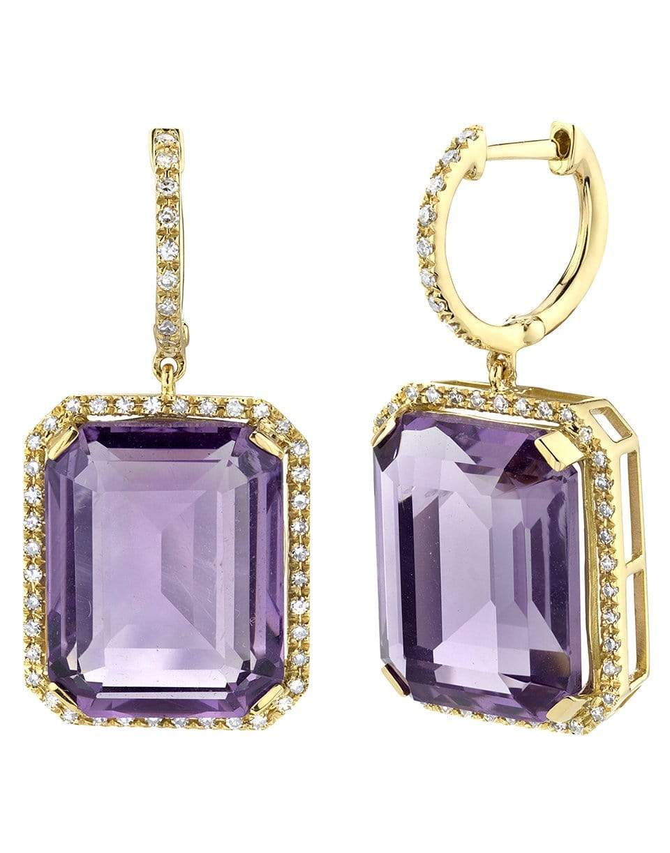 SHAY JEWELRY-Amethyst Portrait Drop Earrings-YELLOW GOLD