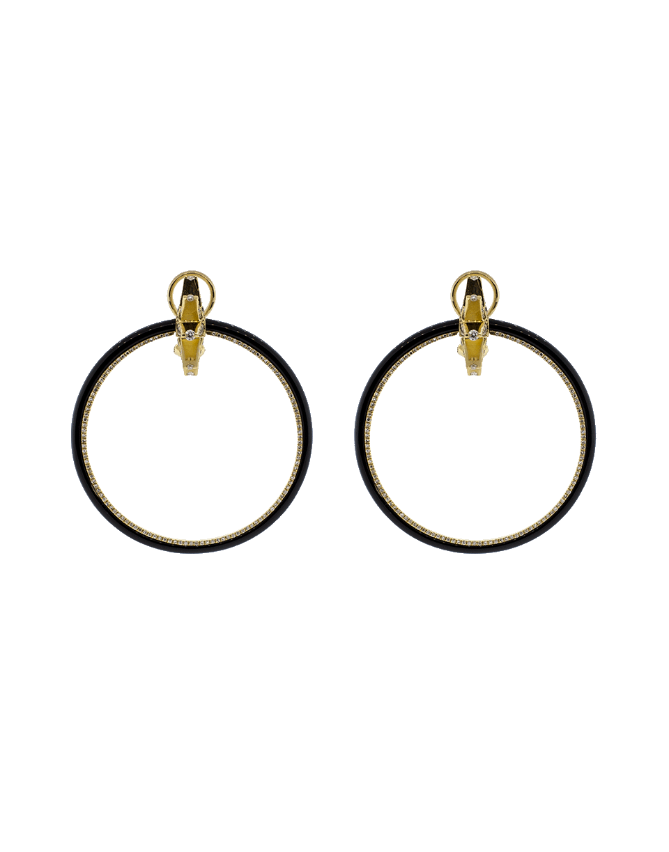 SHAY JEWELRY-Black Agate & Diamond Hoop Earrings-YELLOW GOLD
