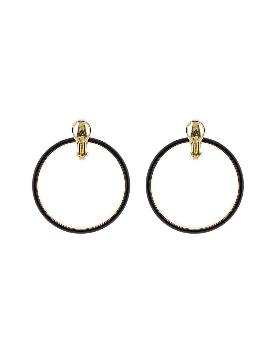 SHAY JEWELRY-Black Agate & Diamond Hoop Earrings-YELLOW GOLD