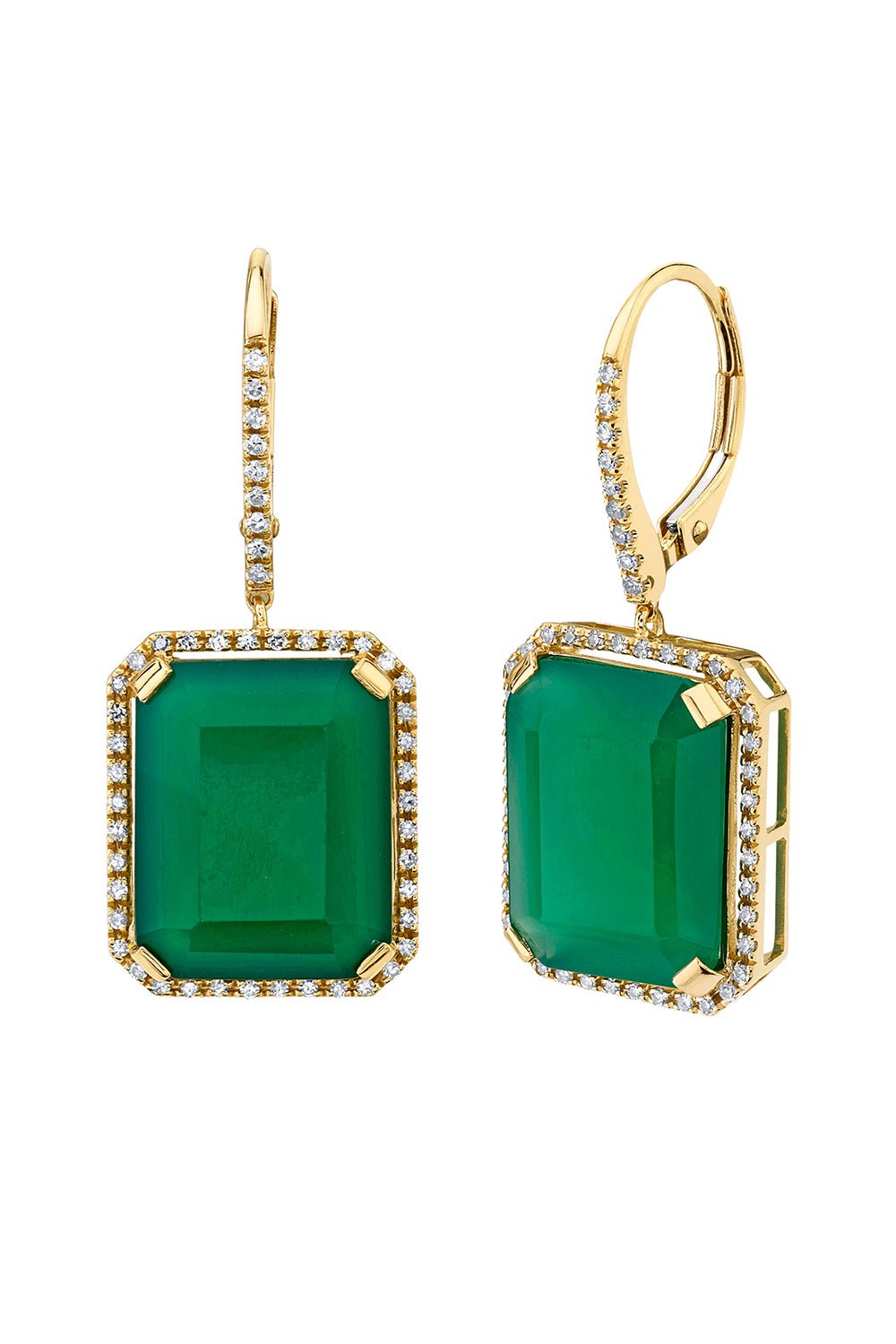 SHAY JEWELRY-GREEN ONYX PORTRAIT EARRINGS-YELLOW GOLD