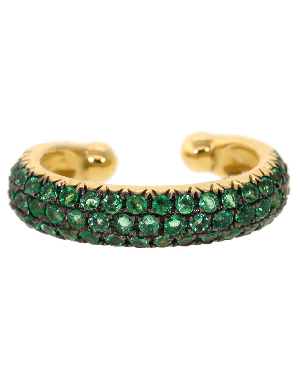 SHAY JEWELRY-Jumbo Pave Emerald Ear Cuff-YELLOW GOLD