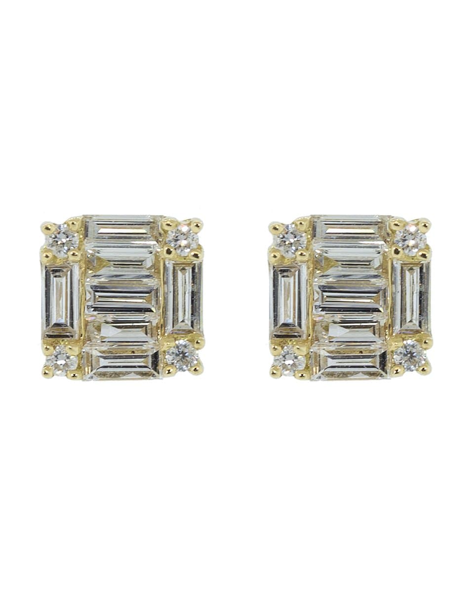 SHAY JEWELRY-Mini Square Stacked Baguette Studs-YELLOW GOLD