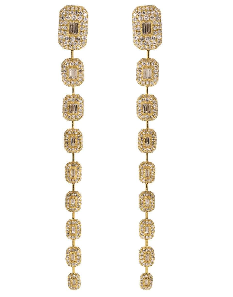 SHAY JEWELRY-Nine Drop Pave and Baguette Diamond Earrings-YELLOW GOLD