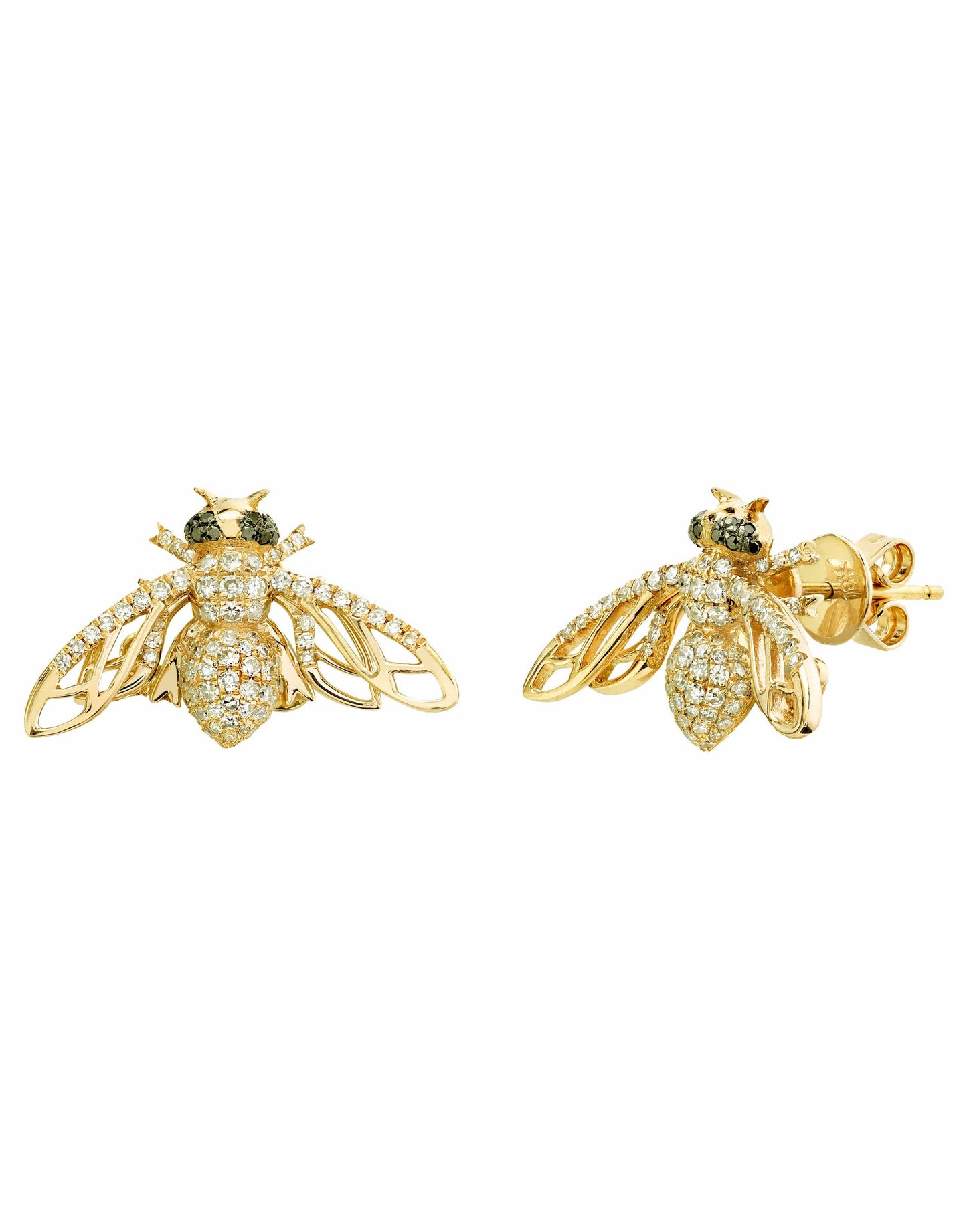 SHAY JEWELRY-Pave Bee Studs-YELLOW GOLD
