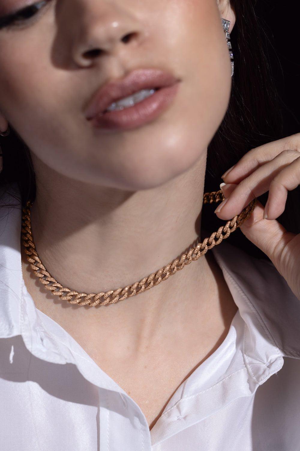Full Pave Link Necklace-ROSE GOLD-15.5-JEWELRYFINE JEWELNECKLACE O-SHAY JEWELRY