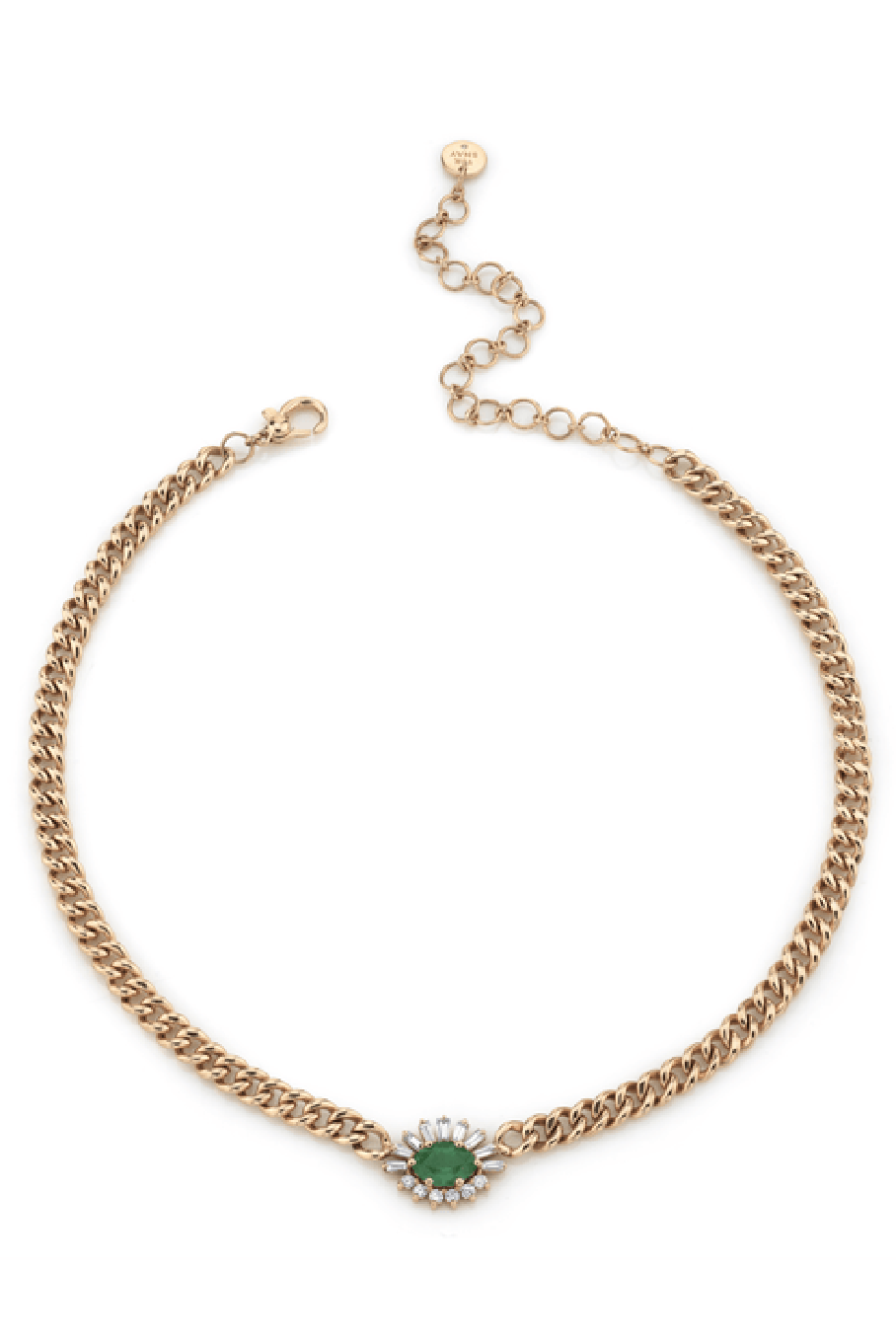 Emerald Evil Eye Necklace-ROSE GOLD-14.5-JEWELRYFINE JEWELNECKLACE O-SHAY JEWELRY