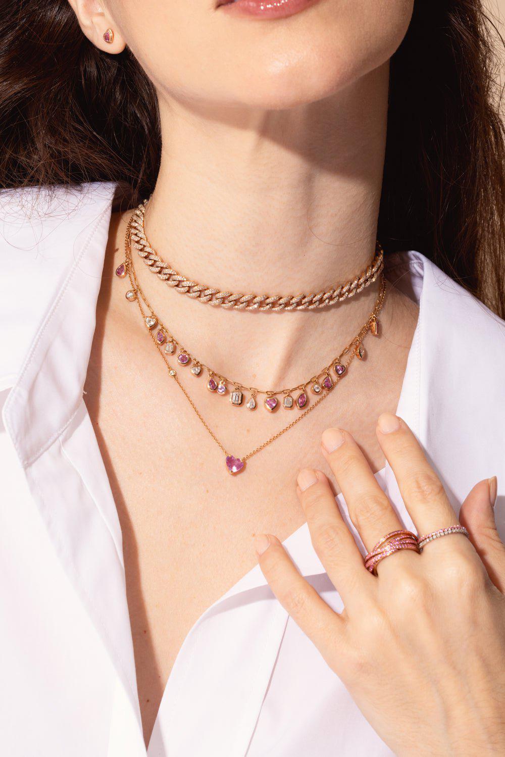 SHAY JEWELRY-PINK SAPPHIRE SOLITAIRE HEART NECKLACE-ROSE GOLD