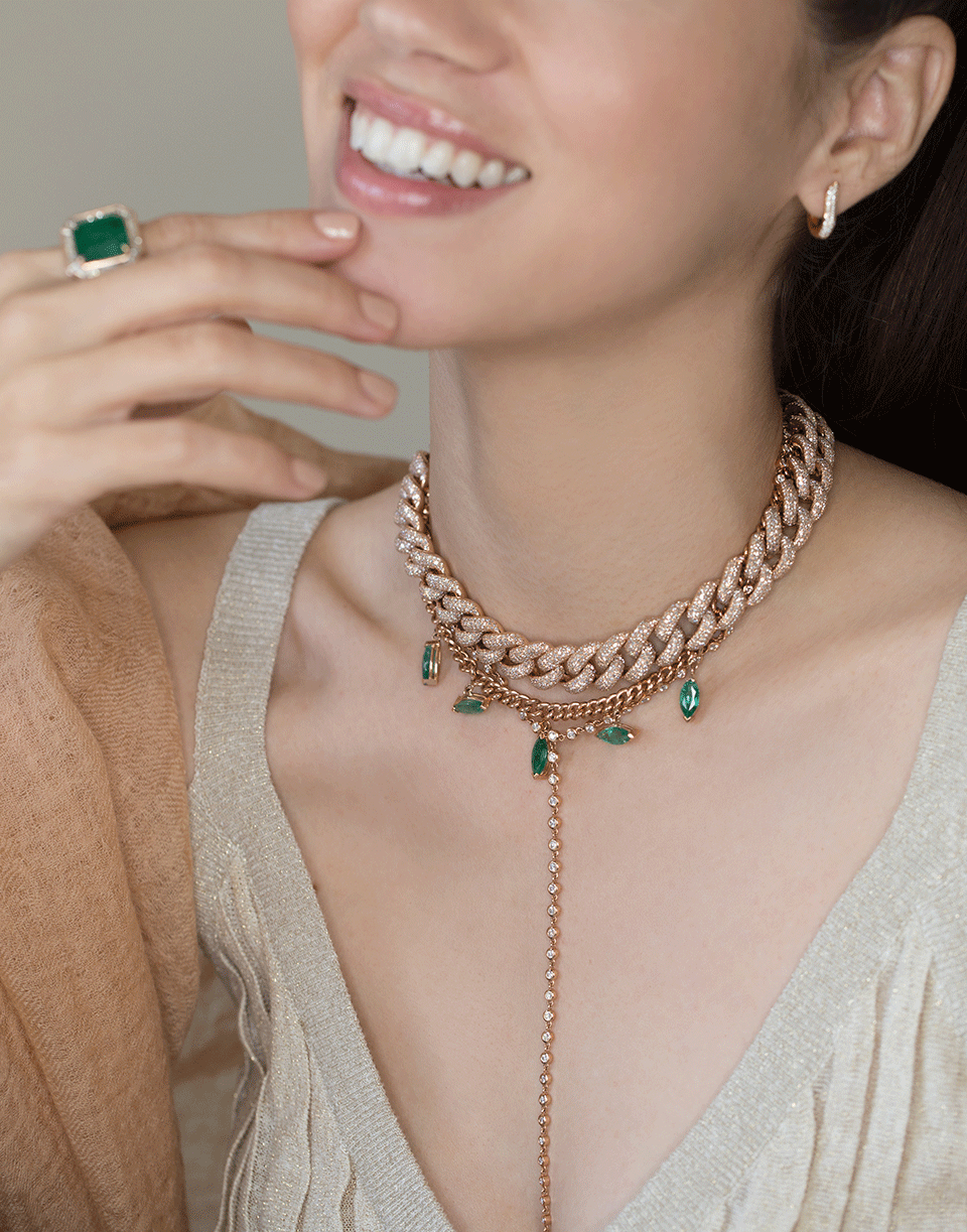 SHAY JEWELRY-Bezel Diamond Y Drop Necklace-ROSE GOLD