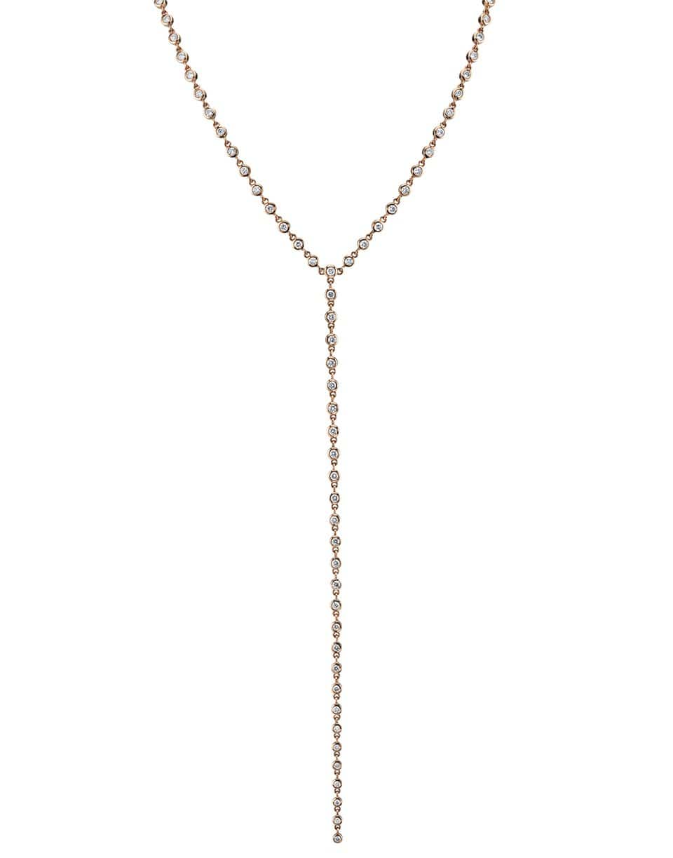 SHAY JEWELRY-Bezel Diamond Y Drop Necklace-ROSE GOLD