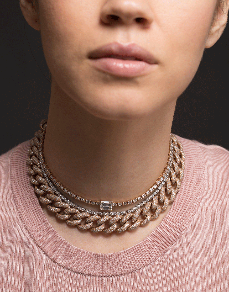 SHAY JEWELRY-Emerald Cut Diamond Center Necklace-ROSE GOLD