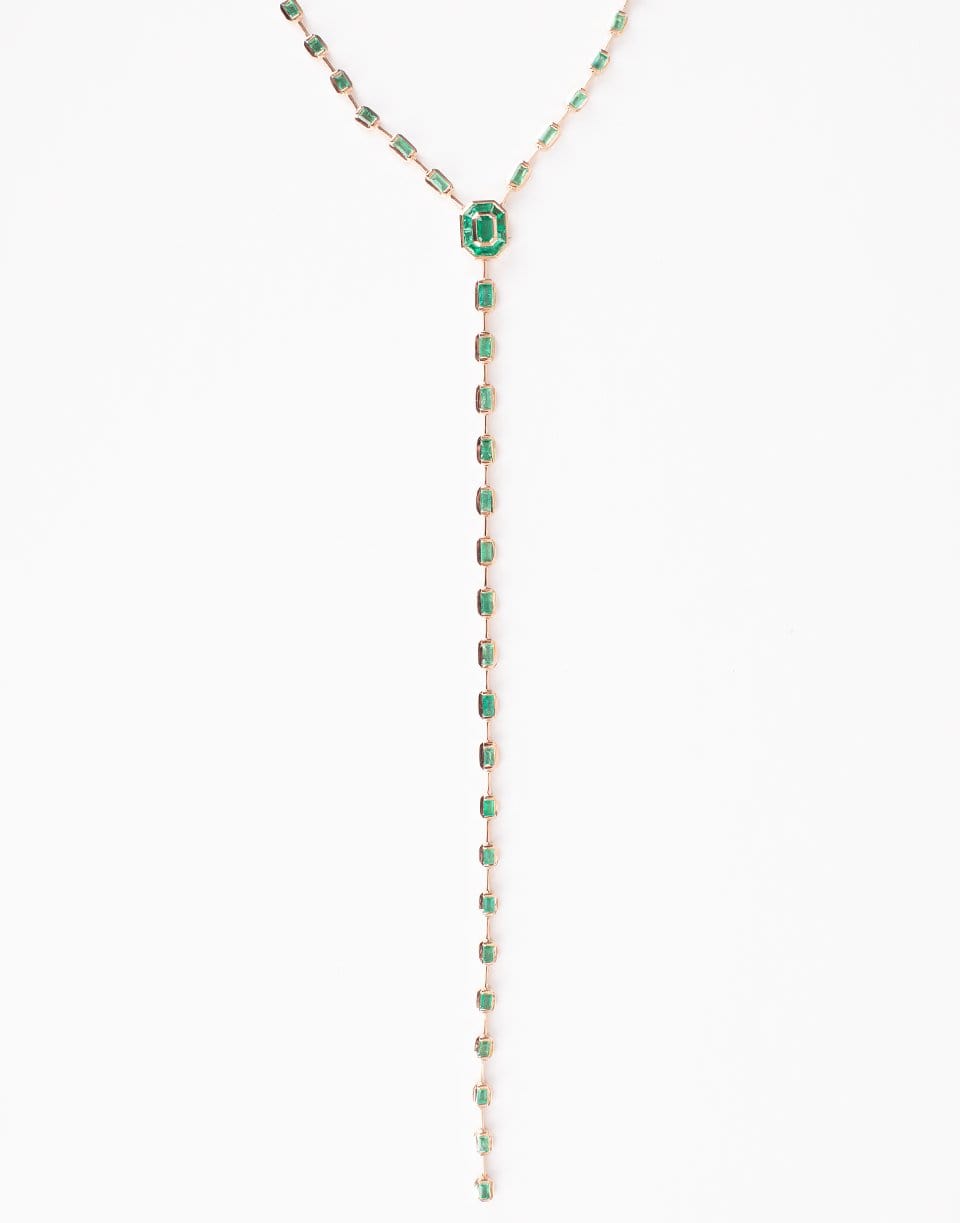 SHAY JEWELRY-Emerald Illusion Y Drop Necklace-ROSE GOLD