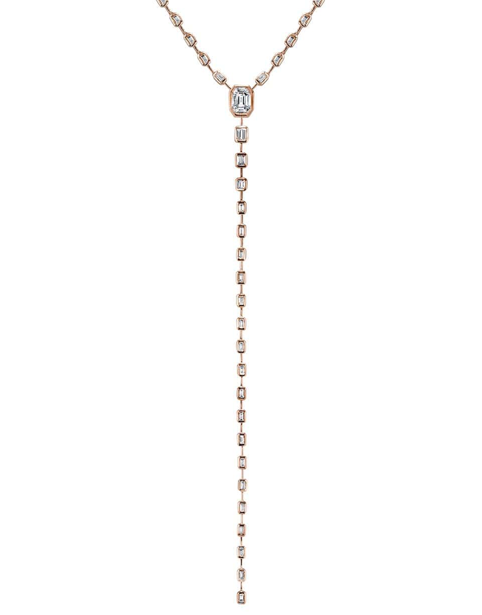 SHAY JEWELRY-Illusion Y Drop Baguette Diamond Necklace-ROSE GOLD