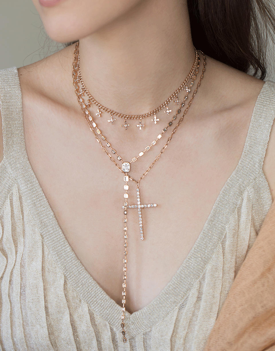 SHAY JEWELRY-Large Diamond Cross Pendant Necklace-ROSE GOLD