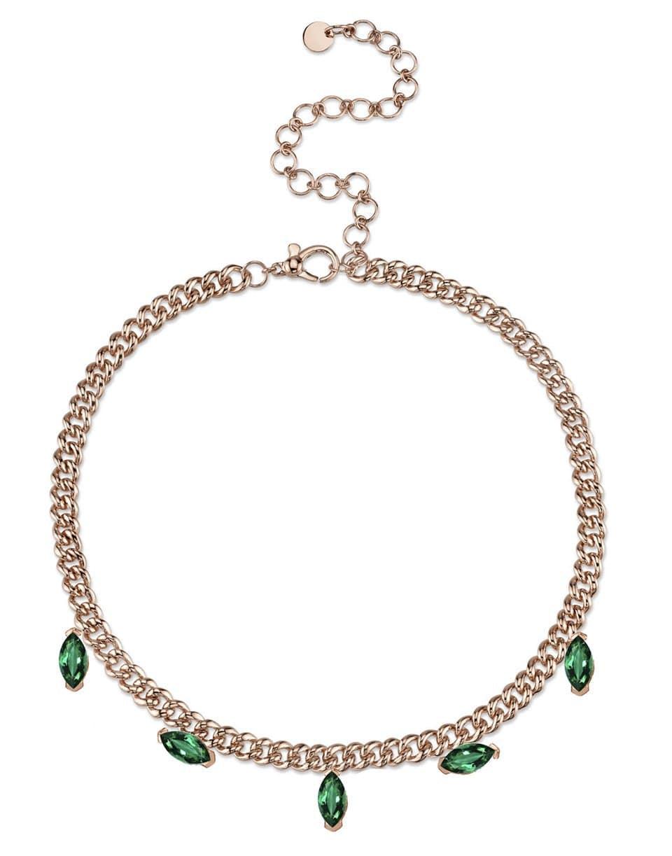 SHAY JEWELRY-Marquise Emerald Drop Link Necklace-ROSE GOLD