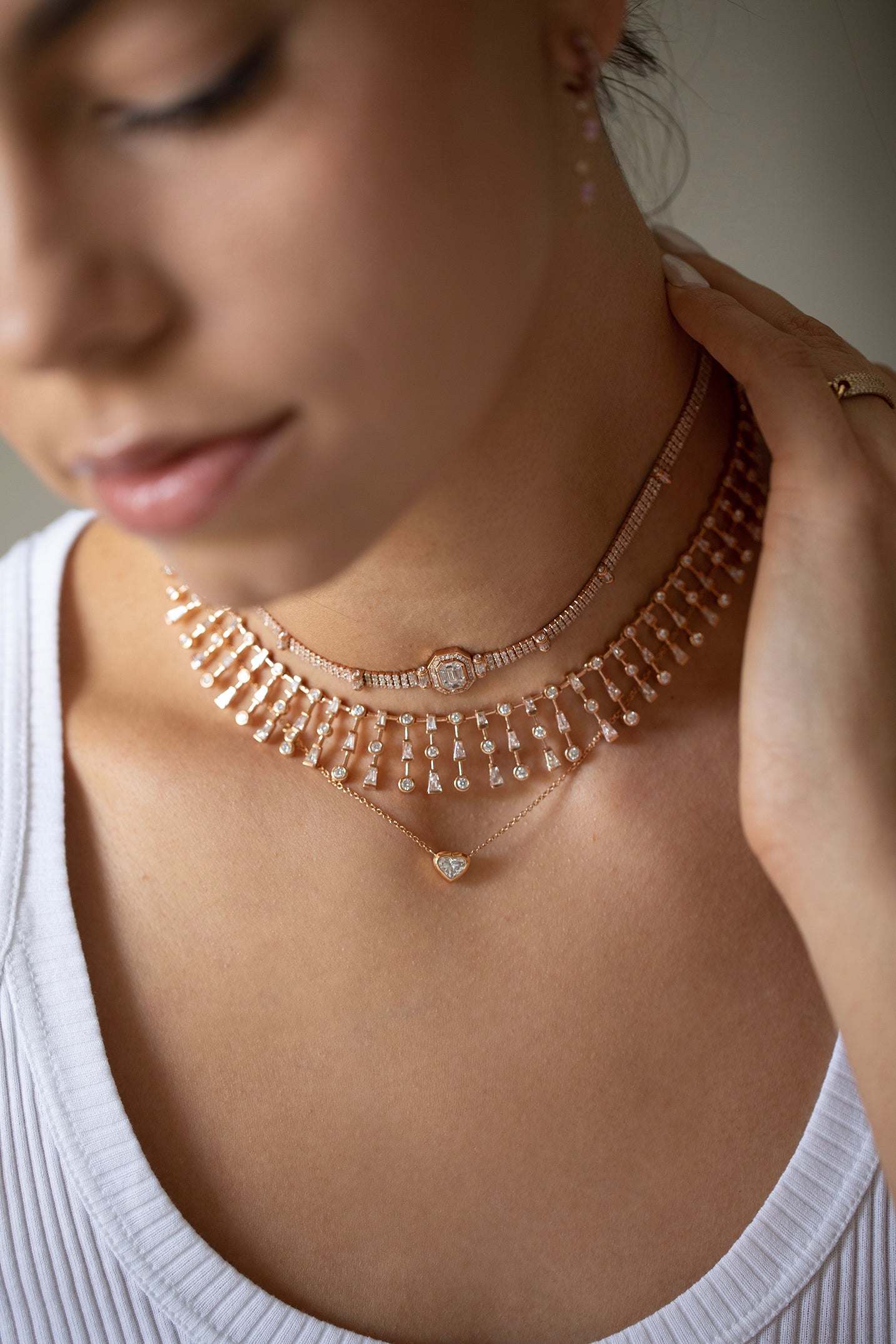SHAY JEWELRY-Triple Thread Illusion Choker-ROSE GOLD