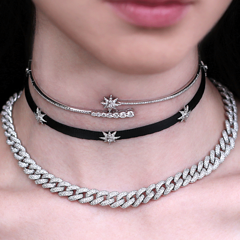 SHAY JEWELRY-Shooting Star Diamond Pave Choker-WHITE GOLD