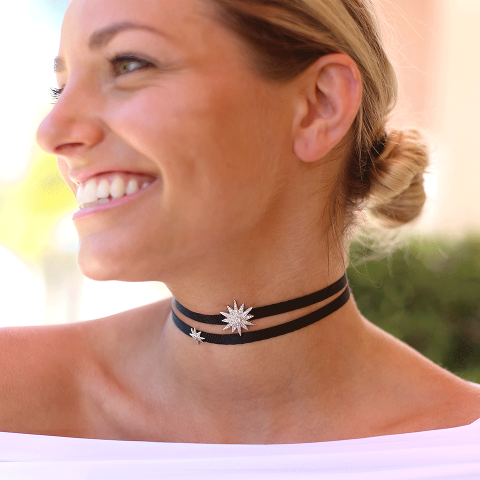 SHAY JEWELRY-Single Starburst Choker-WHITE GOLD