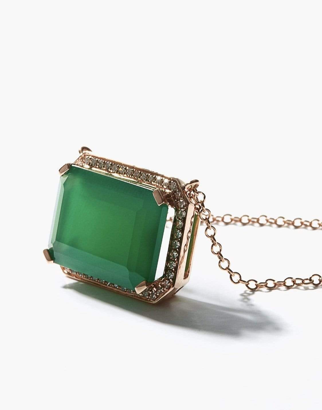 SHAY JEWELRY-Diamond & Green Onyx Portrait Necklace-YELLOW GOLD