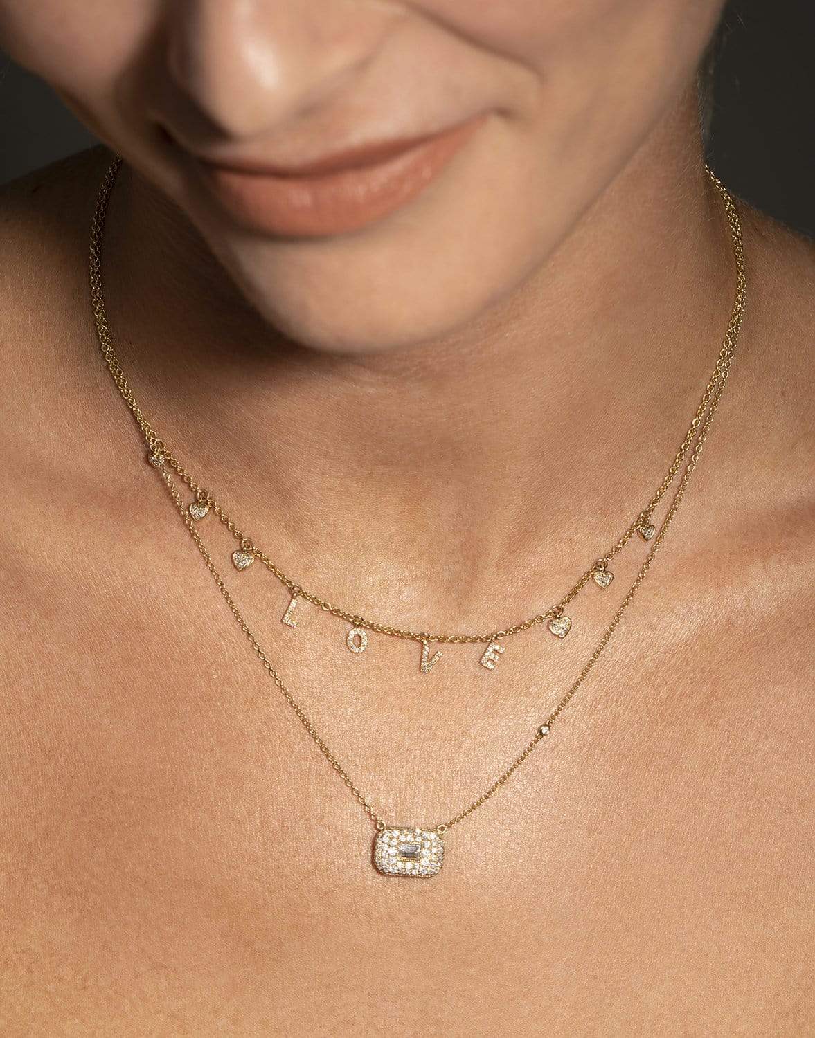 SHAY JEWELRY-Diamond Love Dangle Drop Neckalce-YELLOW GOLD