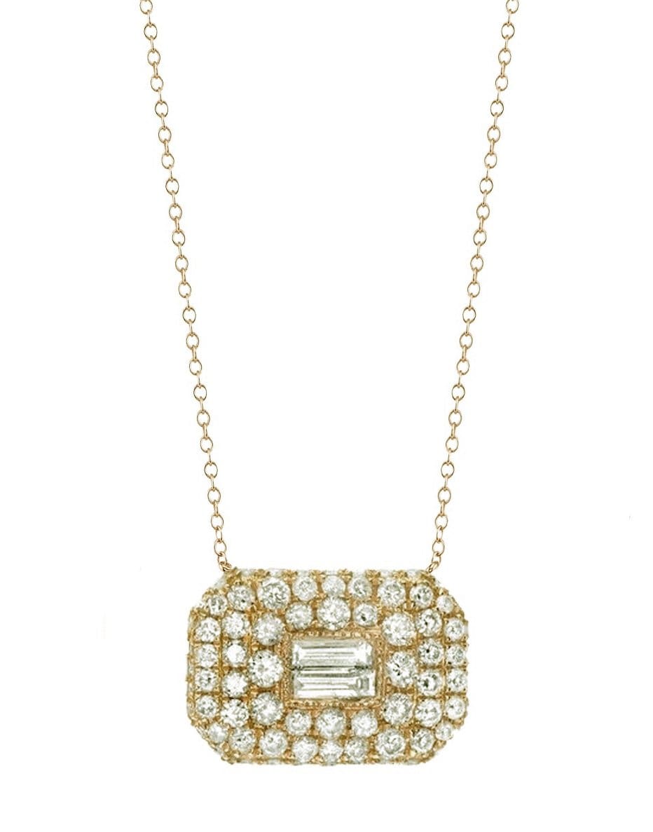 SHAY JEWELRY-Diamond Pave Baguette Necklace-YELLOW GOLD