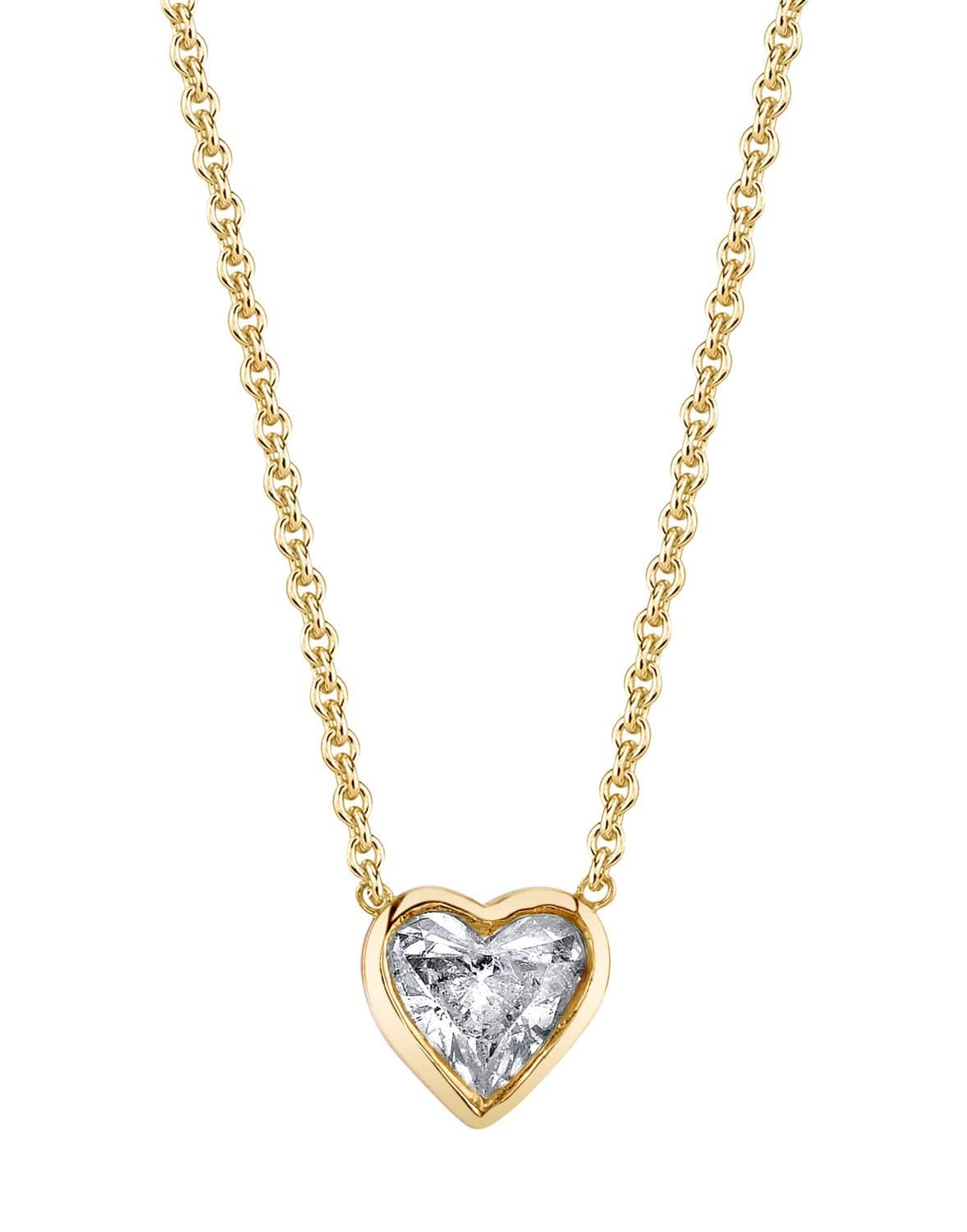SHAY JEWELRY-Diamond Solitaire Heart Necklace-YELLOW GOLD