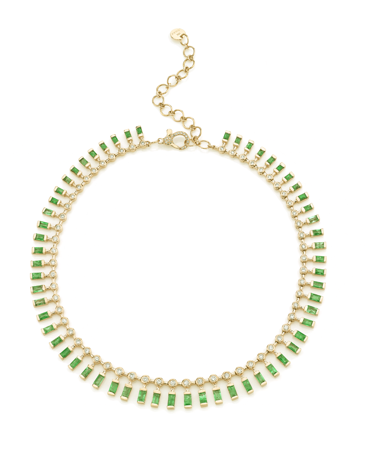 SHAY JEWELRY-Emerald & Diamond Dot-Dash Choker-YELLOW GOLD