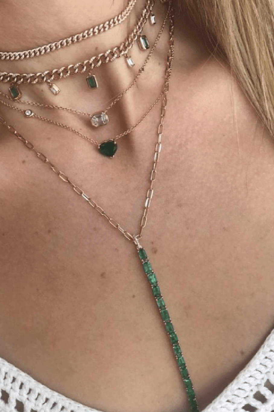 SHAY JEWELRY-Emerald Stick Y Necklace-YELLOW GOLD