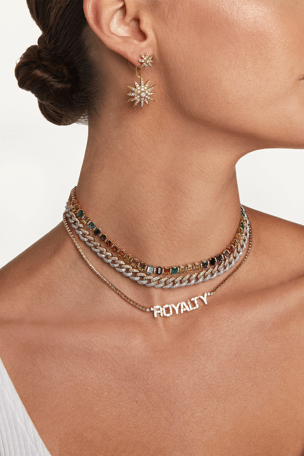 SHAY JEWELRY-Gradual Pave Diamond Link Necklace-YELLOW GOLD