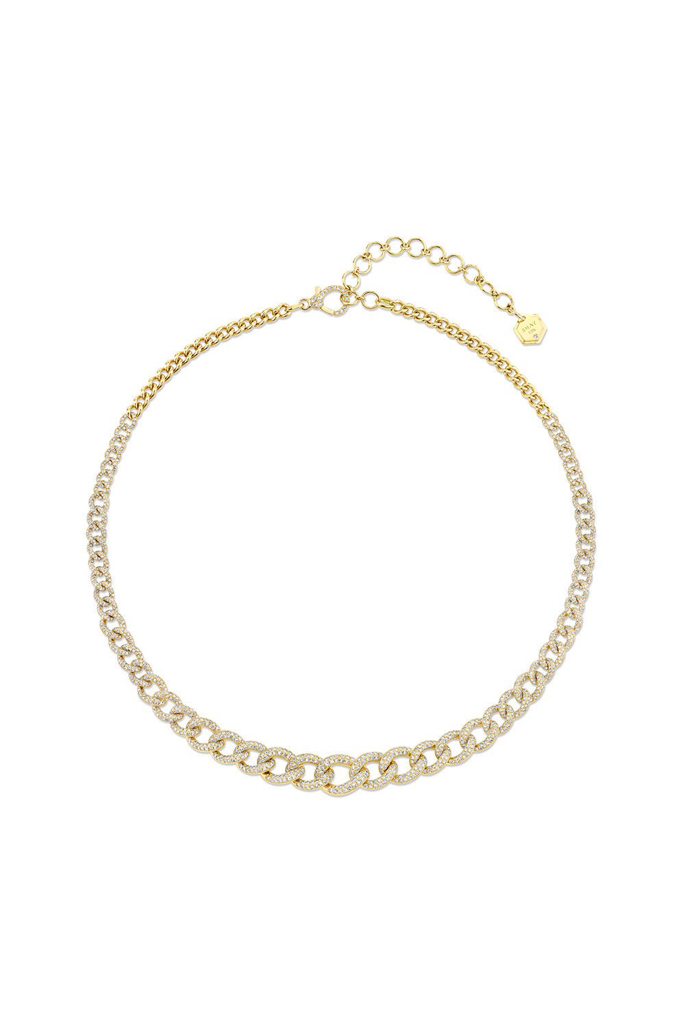 SHAY JEWELRY-Gradual Pave Diamond Link Necklace-YELLOW GOLD