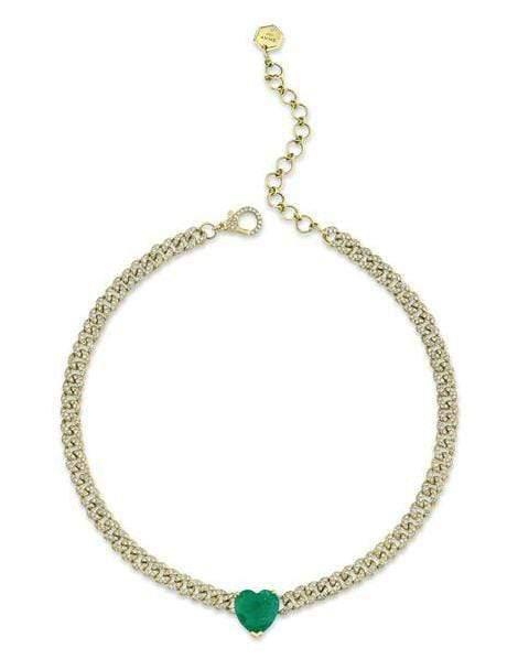 SHAY JEWELRY-Jumbo Emerald Heart Link Necklace-YELLOW GOLD