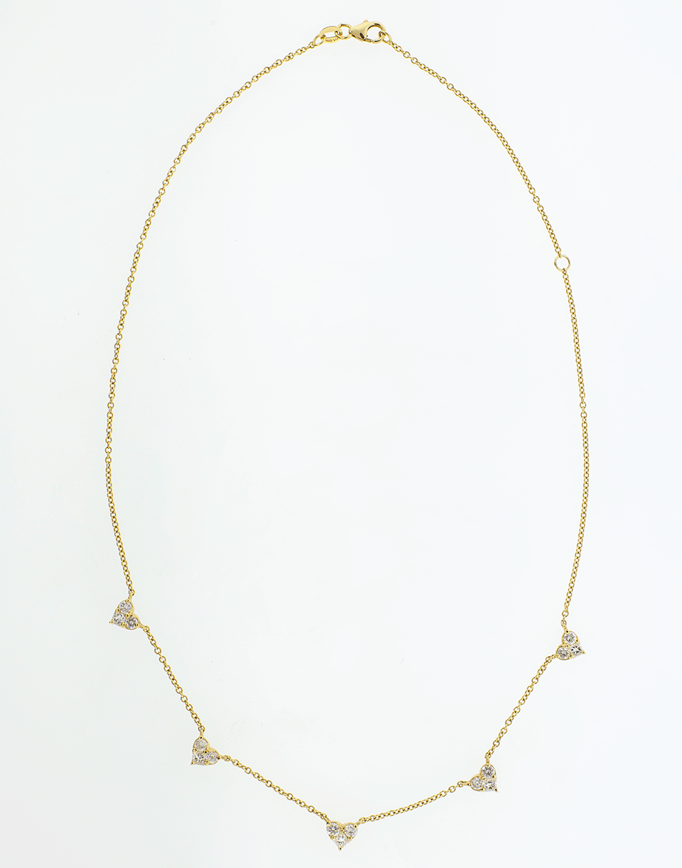 SHAY JEWELRY-Mini Pave 5 Heart Necklace-YELLOW GOLD