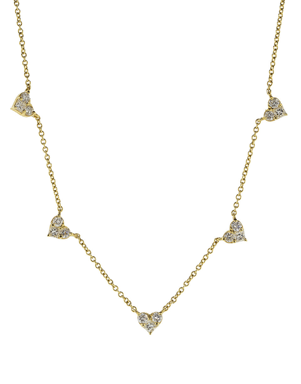 SHAY JEWELRY-Mini Pave 5 Heart Necklace-YELLOW GOLD