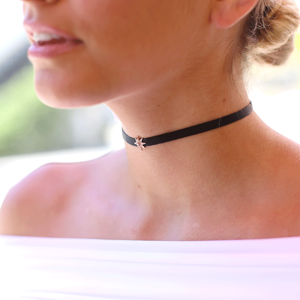 SHAY JEWELRY-Mini Starburst Choker-YELLOW GOLD