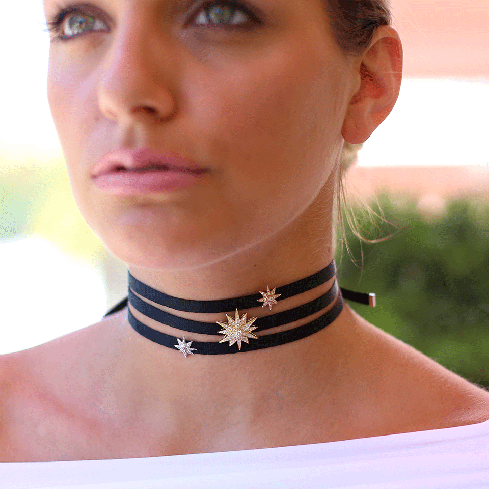 SHAY JEWELRY-Single Starburst Choker-YELLOW GOLD